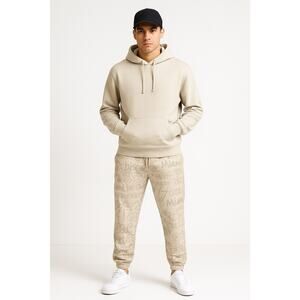 Streetwear Graffiti Print Beige Jogger Sweatpants Size M